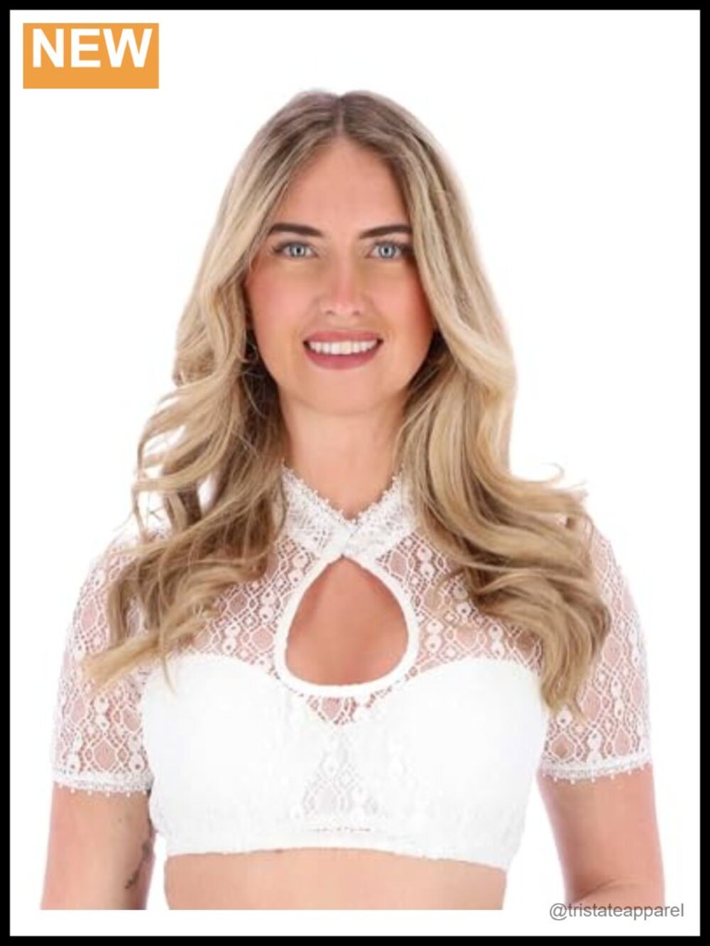 Traditional Bavarian Dirndl Blouse with Pearl Closure - Marie - Short Sleeve